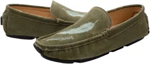 Driving Moccasins Smoking Loafer for Men Genuine Leather Round Toe Leaf Embroidery Perforated Faux Fur Lined Option Comfortable Soft Flat Heel for Any Attire