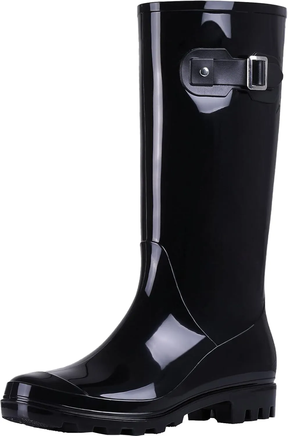 Evshine Women's Knee High Rain Boots - Narrow Calf - Fashion Waterproof Tall Rain Shoes