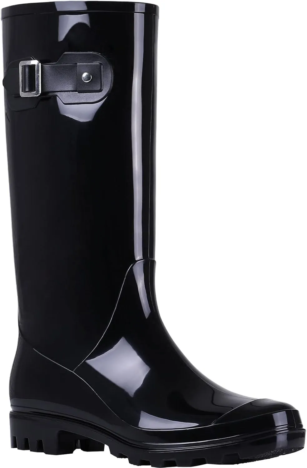 Evshine Women's Knee High Rain Boots - Narrow Calf - Fashion Waterproof Tall Rain Shoes
