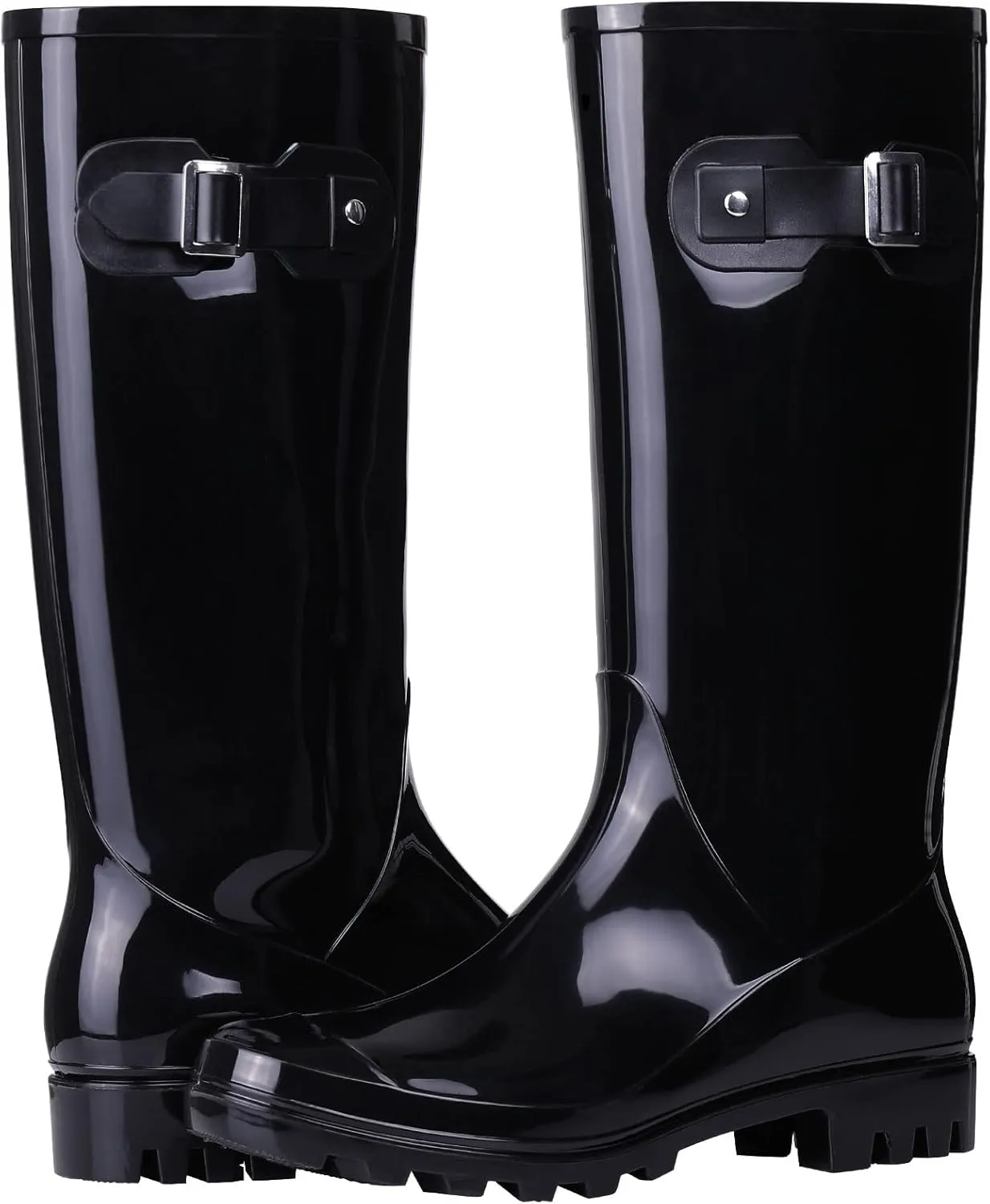Evshine Women's Knee High Rain Boots - Narrow Calf - Fashion Waterproof Tall Rain Shoes