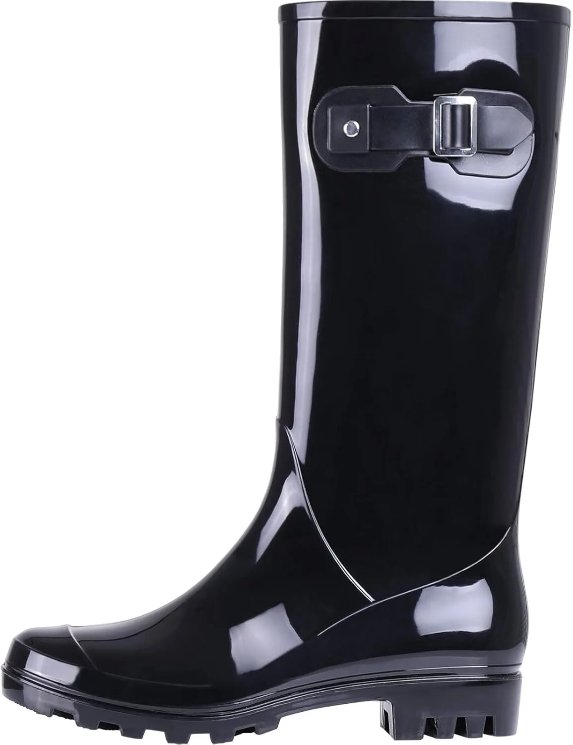 Evshine Women's Knee High Rain Boots - Narrow Calf - Fashion Waterproof Tall Rain Shoes
