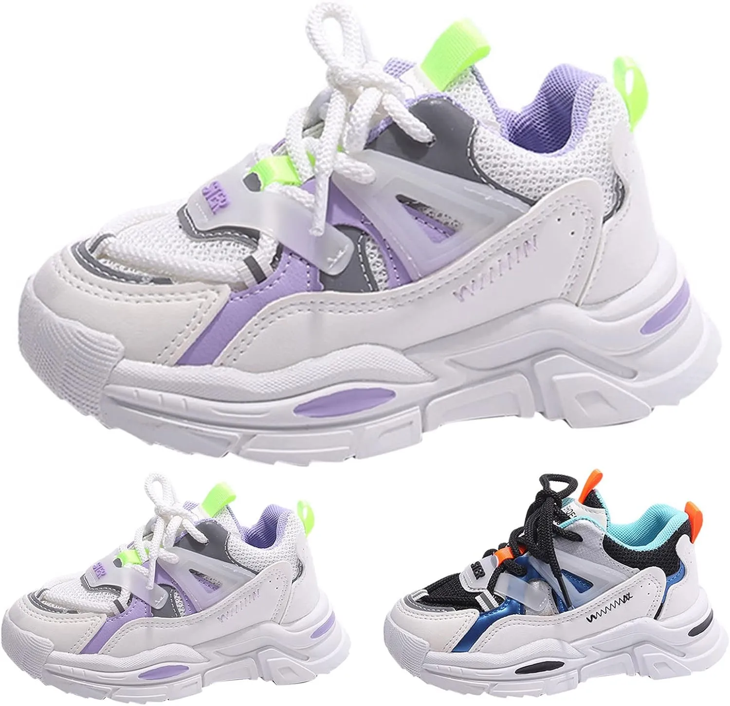 Fashion Spring and Summer Children Sports Shoes Boys and Girls Round Toe Thick Soles Lightweight Mesh Size 8 Girls Shoes (Black, 7-8 Years Little Child)