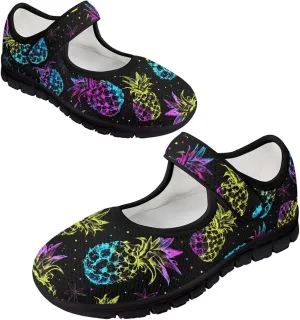 Howilath Fruit Print Mary Jane Shoes Women Mesh Casual Flats Shoes Ballet Flats Shoes Princess Shoe