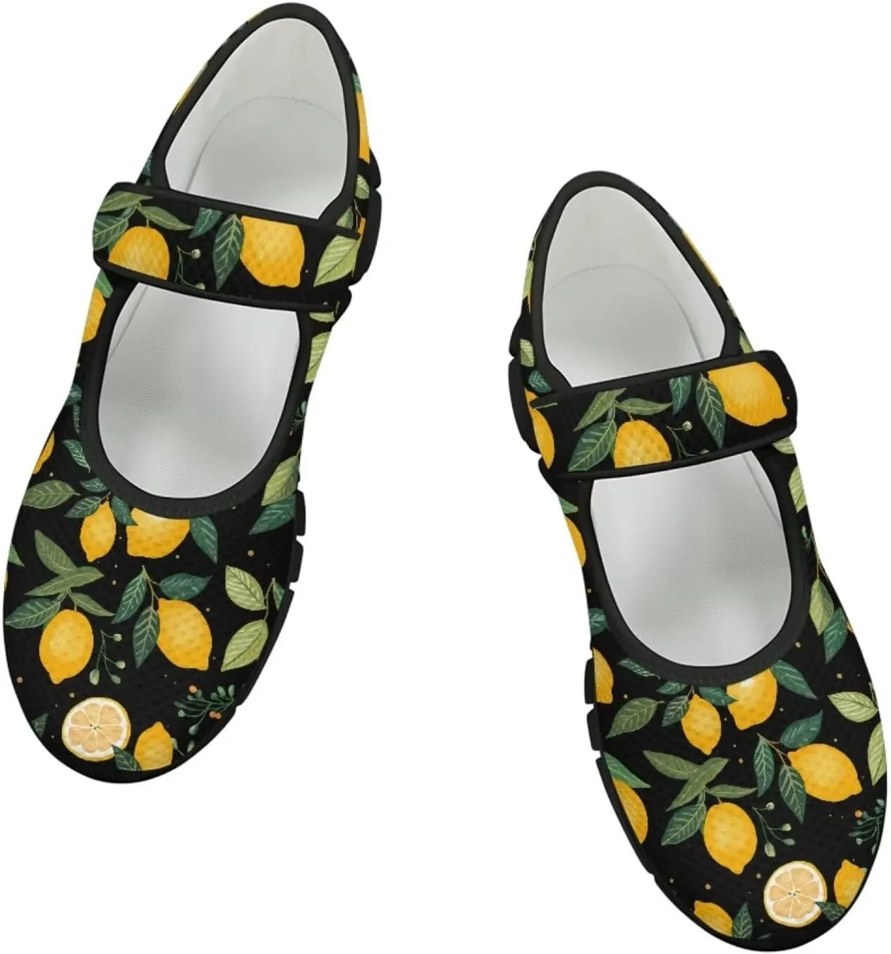 Howilath Fruit Print Mary Jane Shoes Women Mesh Casual Flats Shoes Ballet Flats Shoes Princess Shoe