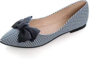 JiangWei Shu Women's Pointed Toe Bow-knot Ballet Flats Dress Flat Slip-ons Loafers
