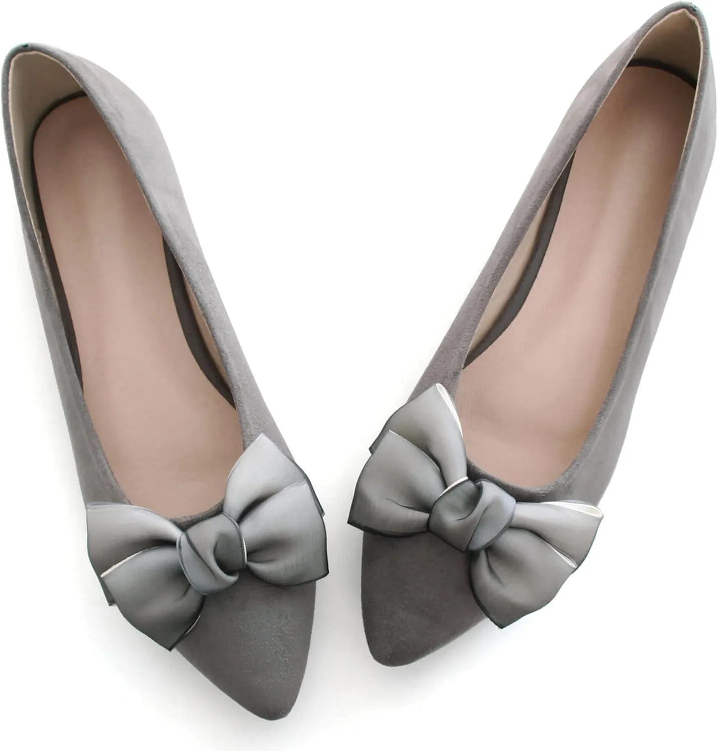 JiangWei Shu Women's Pointed Toe Bow-knot Ballet Flats Dress Flat Slip-ons Loafers