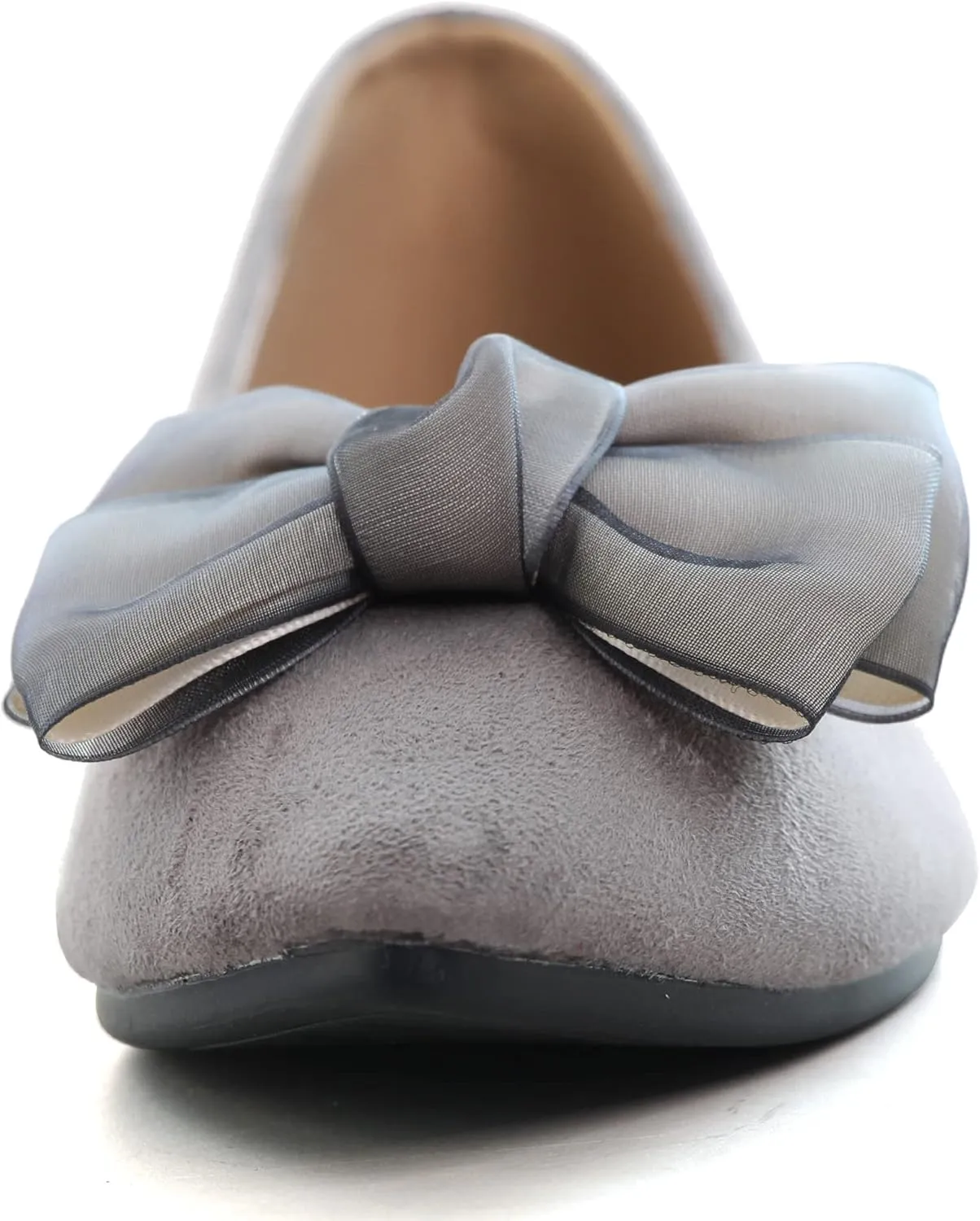 JiangWei Shu Women's Pointed Toe Bow-knot Ballet Flats Dress Flat Slip-ons Loafers