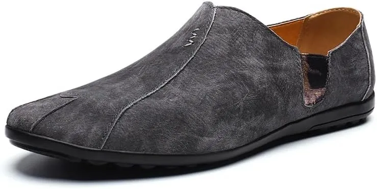 Loafers for Men Retro Printing Leather Loafers Flexible Comfortable Slip Resistant Classic Slip-ons