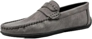 Mens Loafers Shoe Solid Color Round Toe PU Leather Flexible Slip Resistant Flat Heel Outdoor Slip-ons