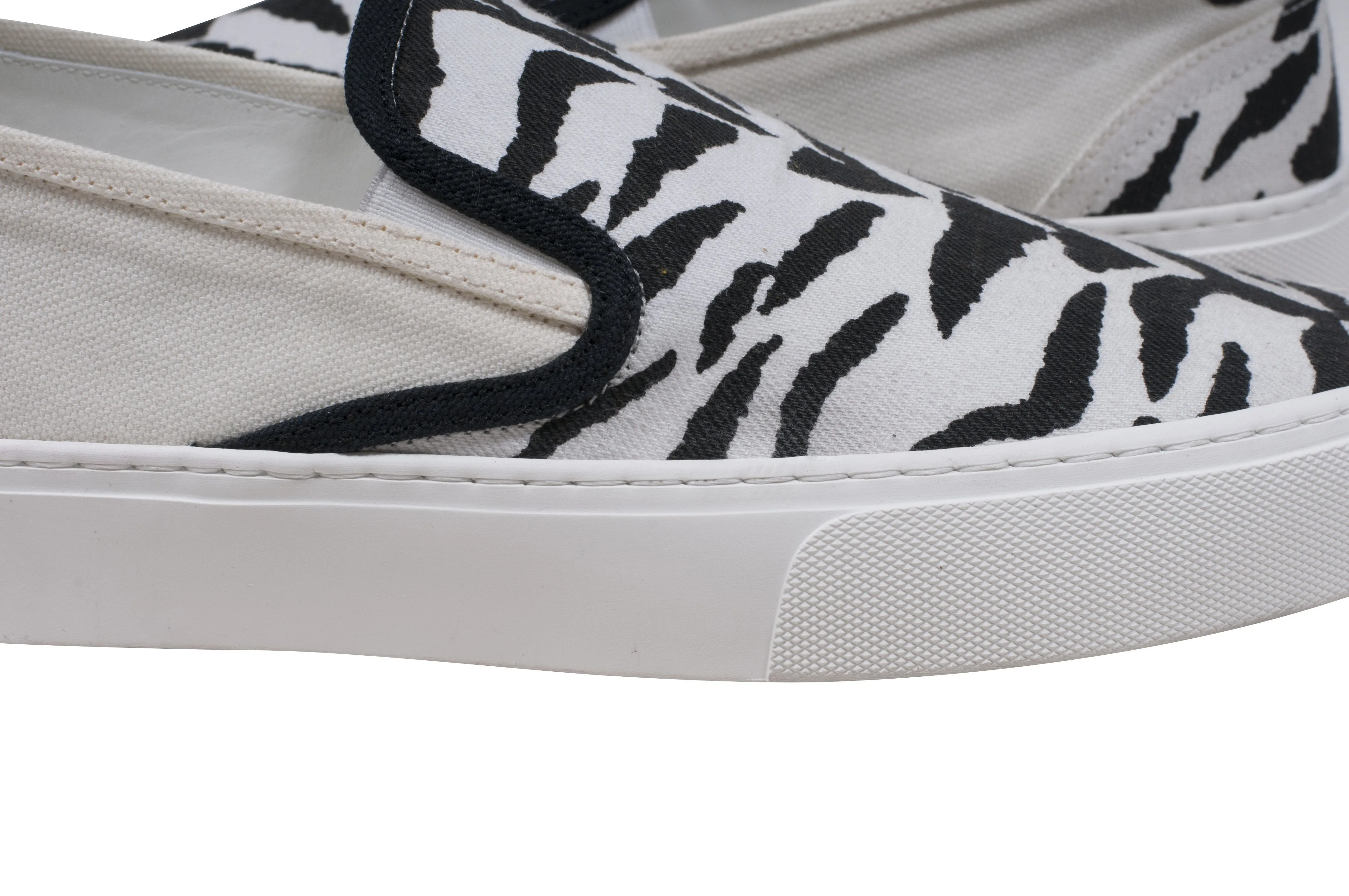 White Black Zebra Print Venice Low Top  Slip Ons