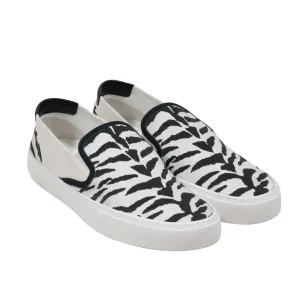 White Black Zebra Print Venice Low Top  Slip Ons