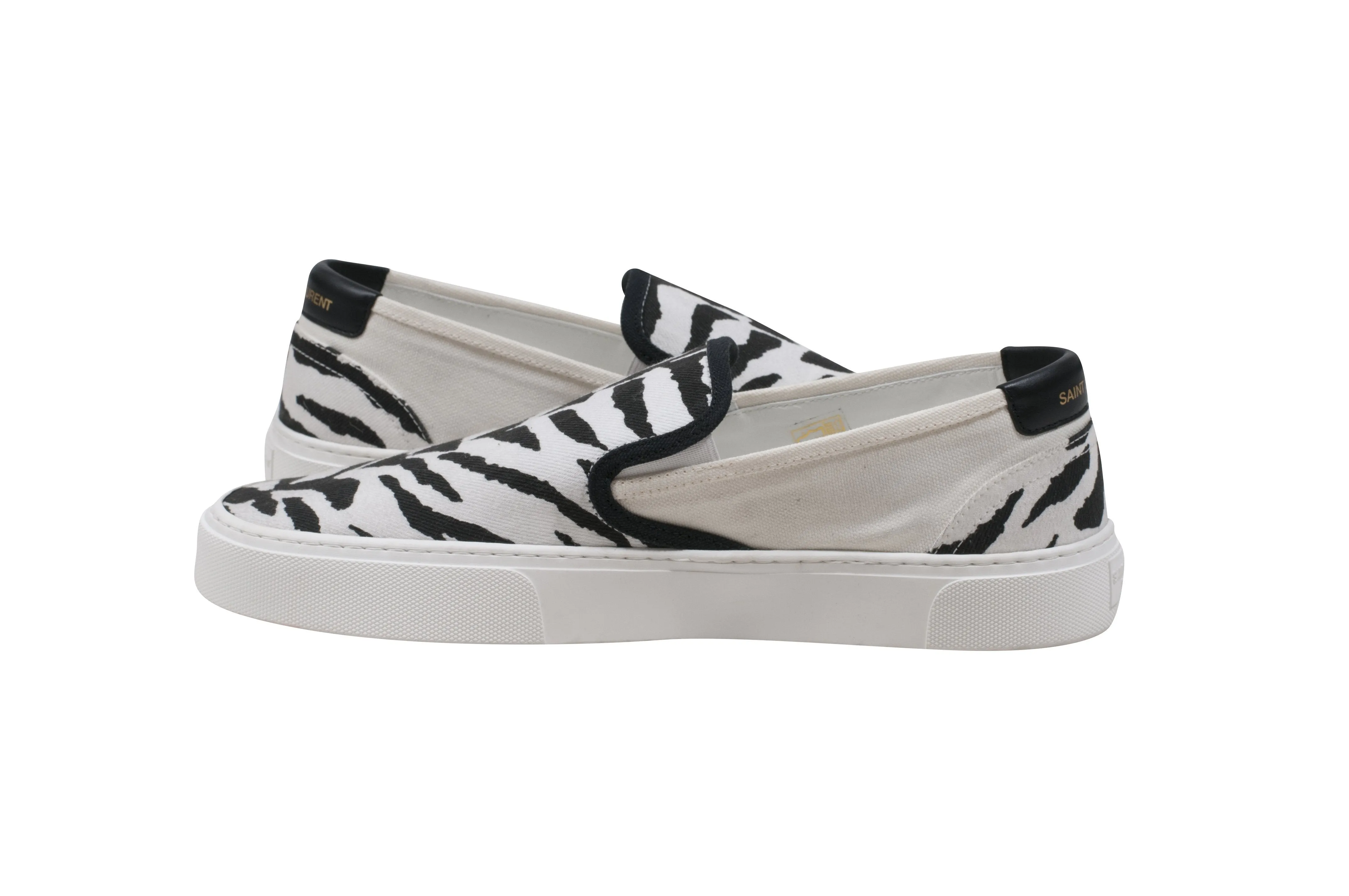 White Black Zebra Print Venice Low Top  Slip Ons