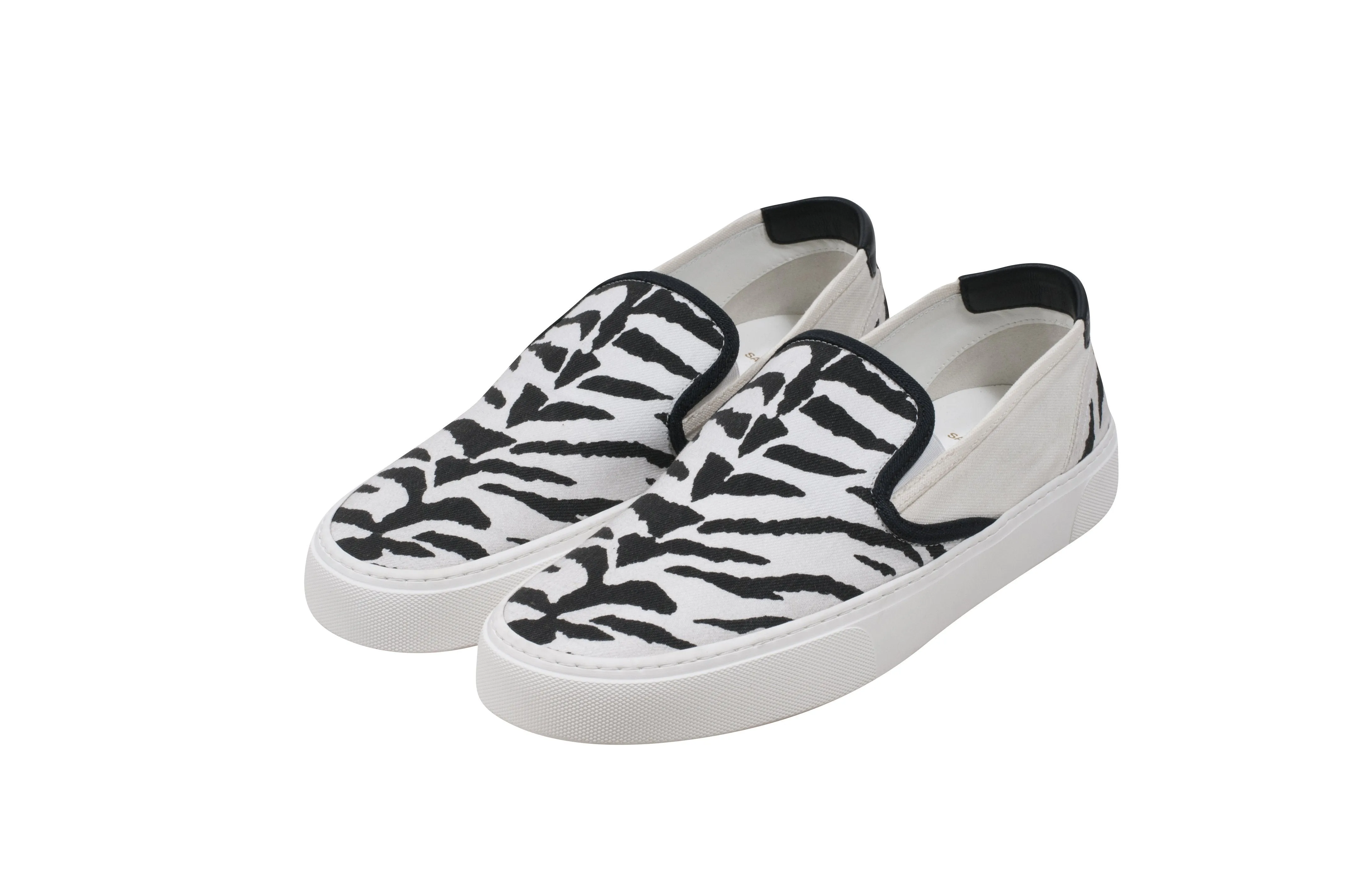 White Black Zebra Print Venice Low Top  Slip Ons