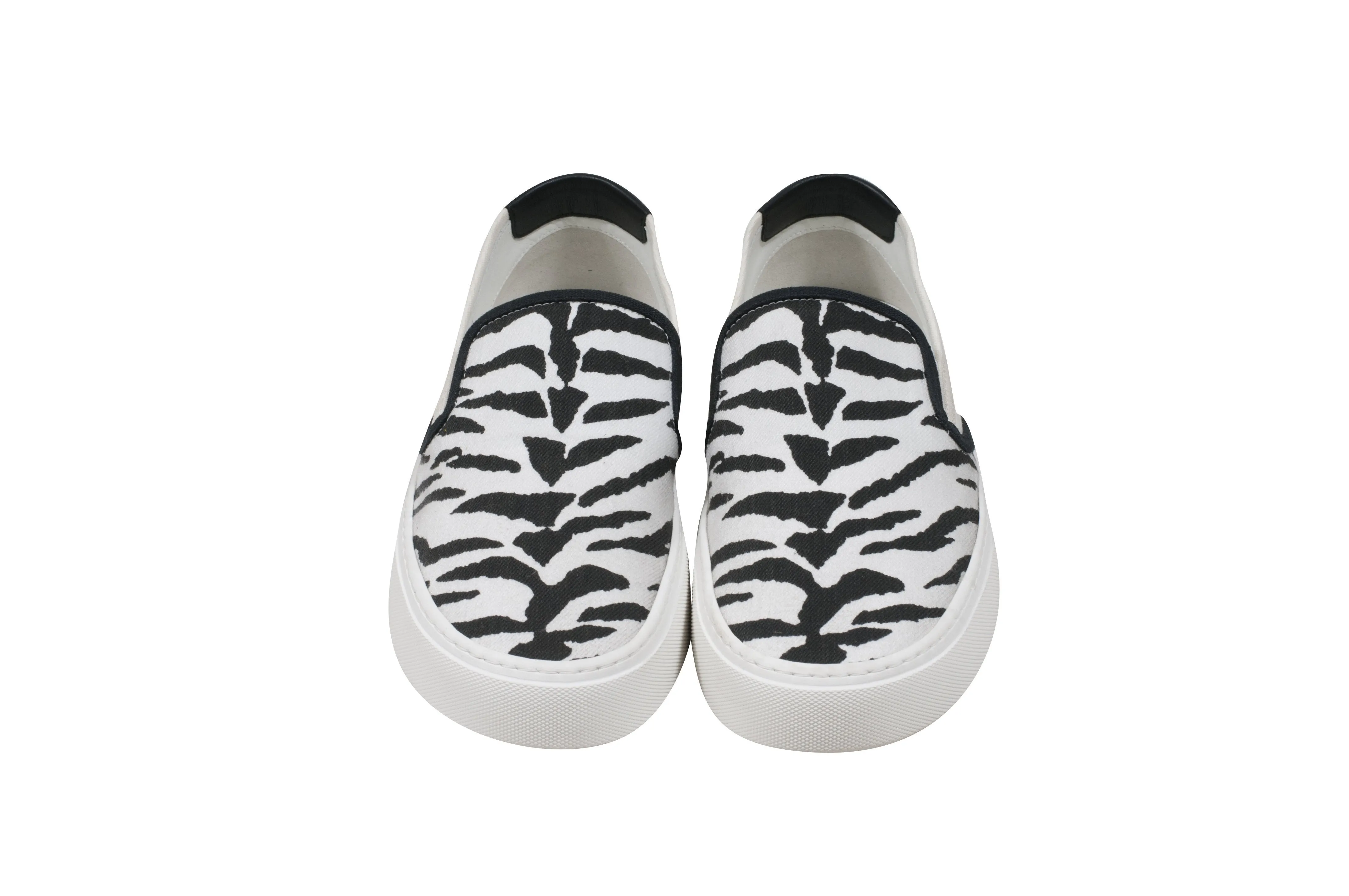 White Black Zebra Print Venice Low Top  Slip Ons