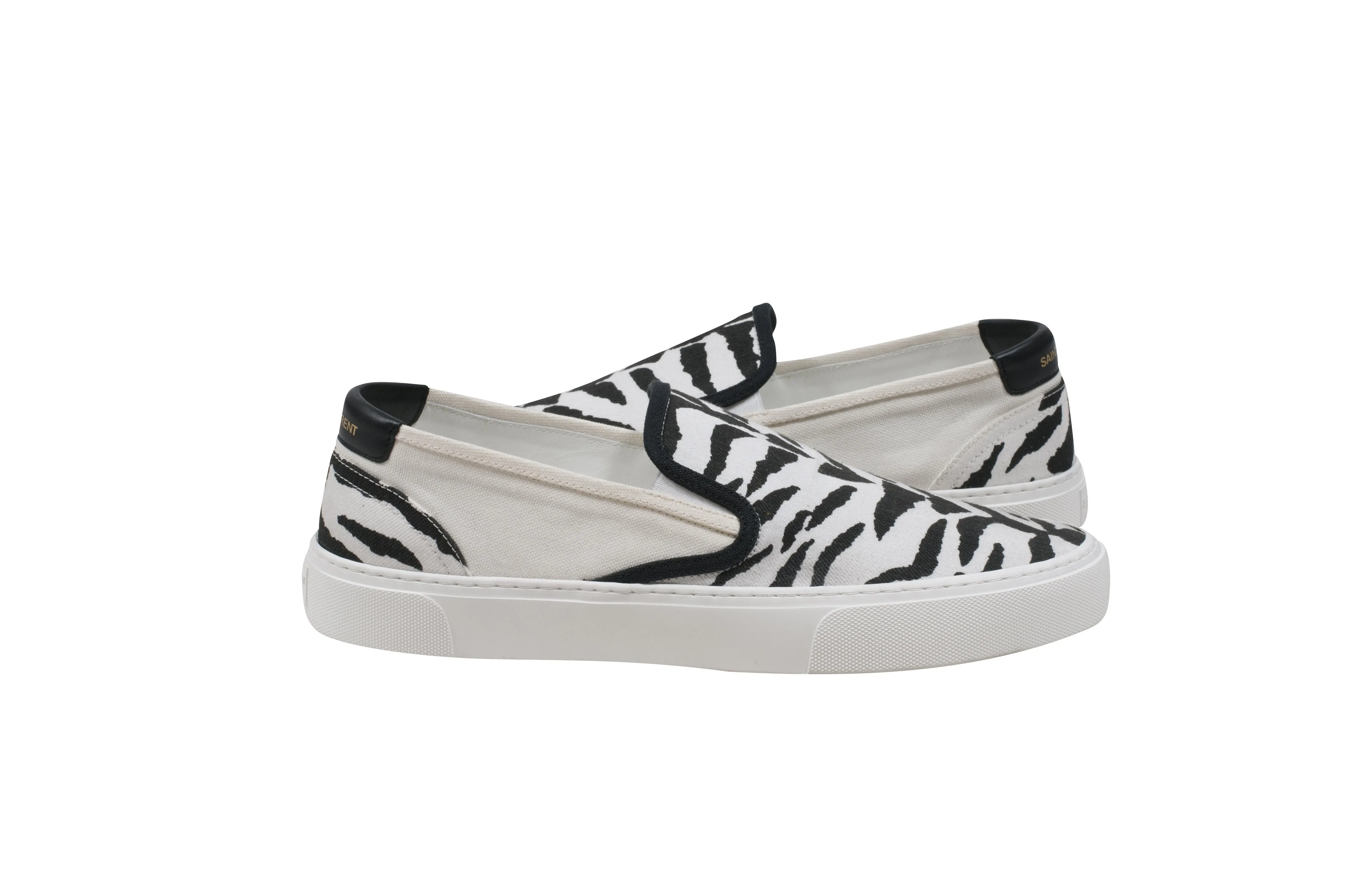 White Black Zebra Print Venice Low Top  Slip Ons