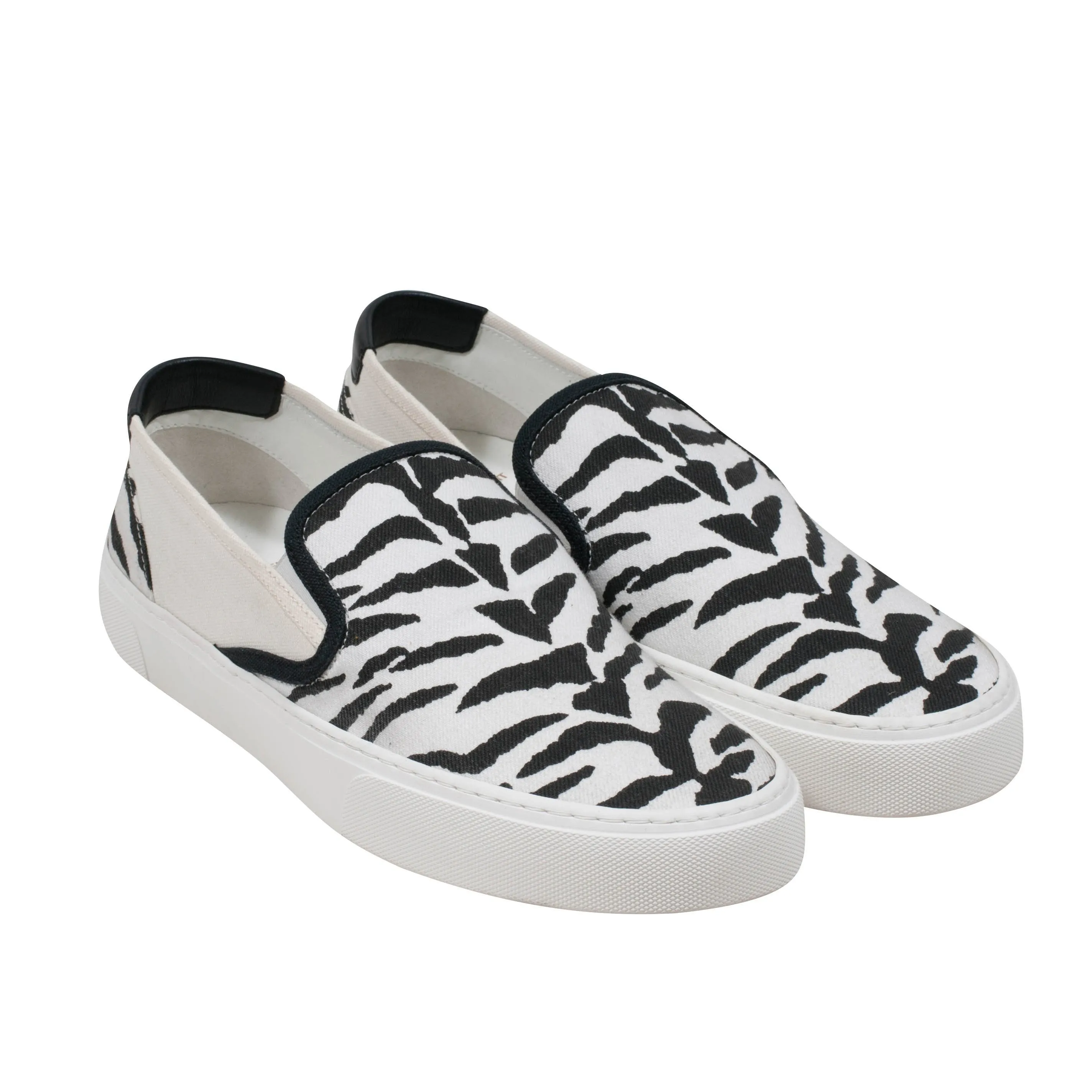 White Black Zebra Print Venice Low Top  Slip Ons